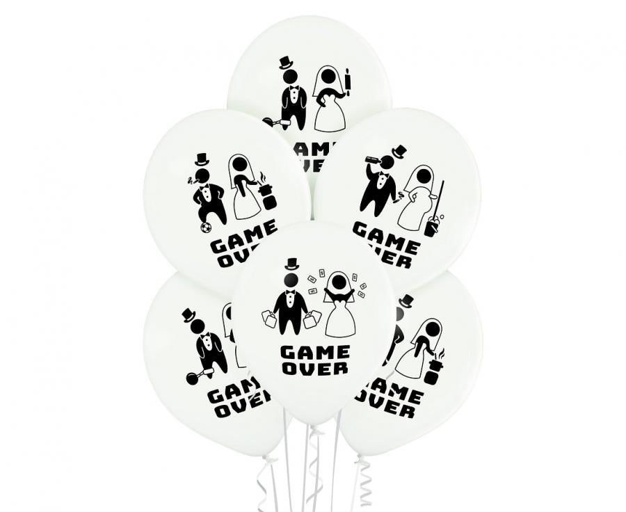 Ballone "Game over" 30cm, Pastell White (6 Stk.)