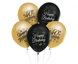 Beauty&Charm Luftballons 12“ mit Aufdruck ‚40, gold und schwarz, 5 Stk.