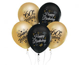 Beauty&Charm Luftballons 12“ mit Aufdruck ‚60, gold und schwarz, 5 Stk.