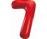 Folienballon Zahl - 7 - 85cm, rot
