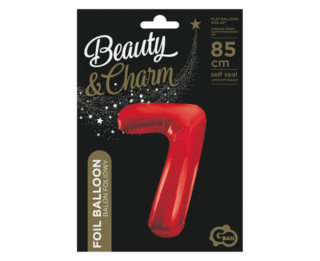 Folienballon Zahl - 7 - 85cm, rot