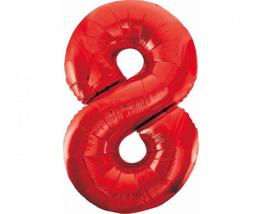 Folienballon Zahl - 8 - 85cm, rot