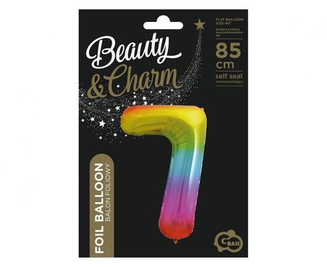 Folienballon Zahl - 7 - 85cm, rainbow