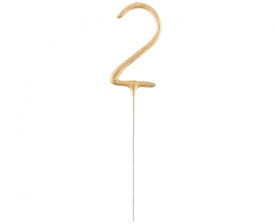 Geburtstagskerzen Sparkler ''2'' 7cm, gold (1 Stk.)