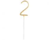 Geburtstagskerzen Sparkler ''2'' 7cm, gold (1 Stk.)