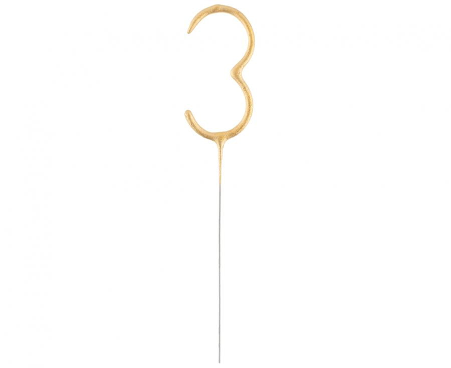 Geburtstagskerzen Sparkler ''3'' 7cm, gold (1 Stk.)