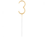 Geburtstagskerzen Sparkler ''3'' 7cm, gold (1 Stk.)