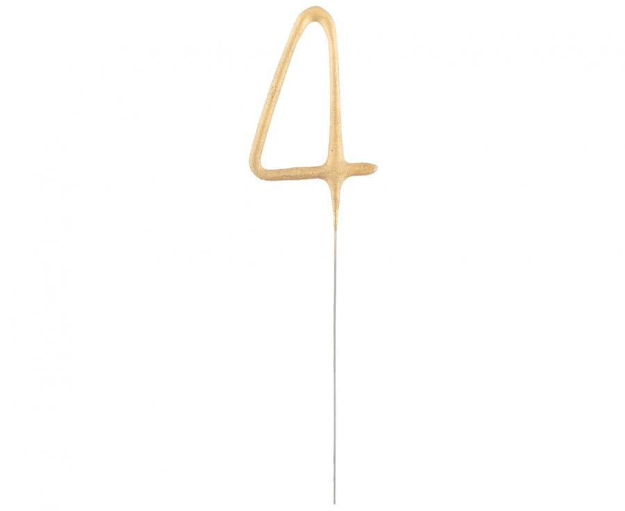Geburtstagskerzen Sparkler ''4'' 7cm, gold (1 Stk.)