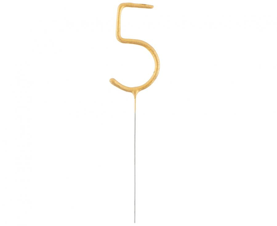 Geburtstagskerzen Sparkler ''5'' 7cm, gold (1 Stk.)