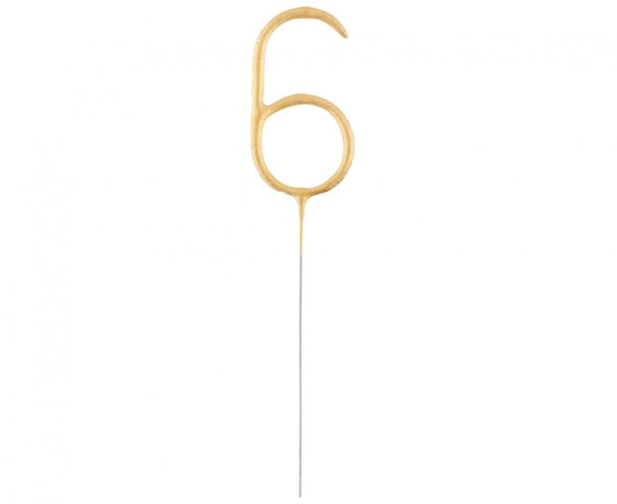 Geburtstagskerzen Sparkler ''6'' 7cm, gold (1 Stk.)