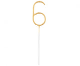 Geburtstagskerzen Sparkler ''6'' 7cm, gold (1 Stk.)