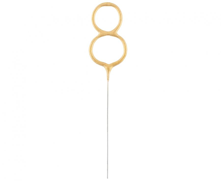 Geburtstagskerzen Sparkler ''8'' 7cm, gold (1 Stk.)