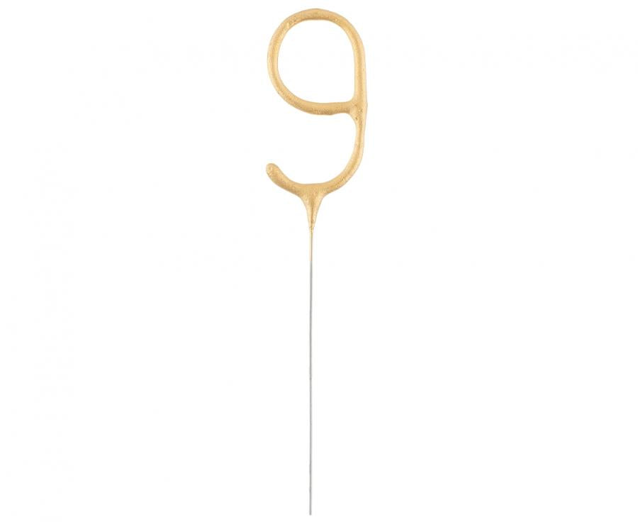 Geburtstagskerzen Sparkler ''9'' 7cm, gold (1 Stk.)