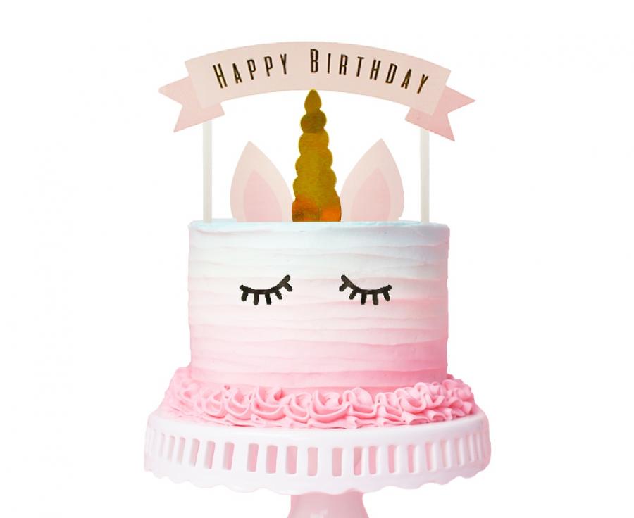 Cake Topper Einhorn "Happy Birthday"