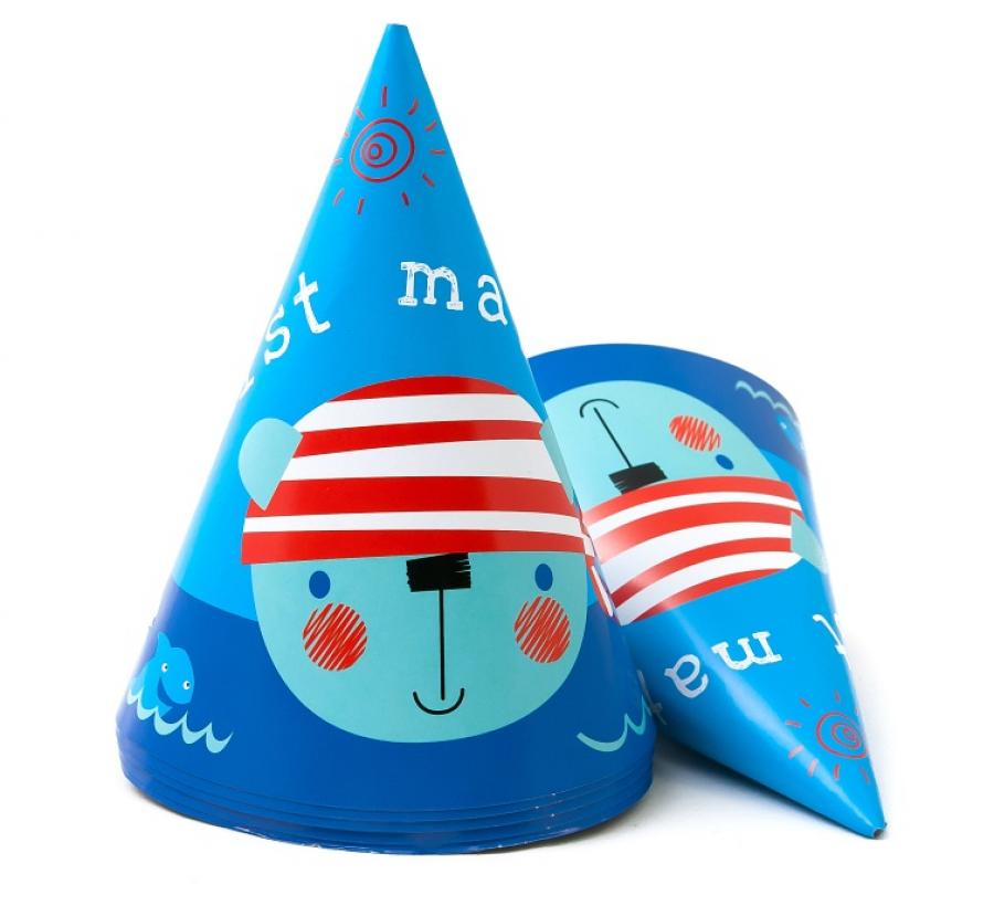 Papierhüte „Ahoj“, 6 Stück