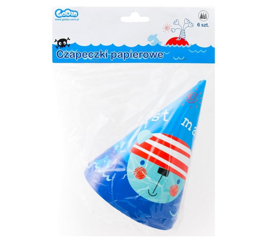 Papierhüte „Ahoj“, 6 Stück