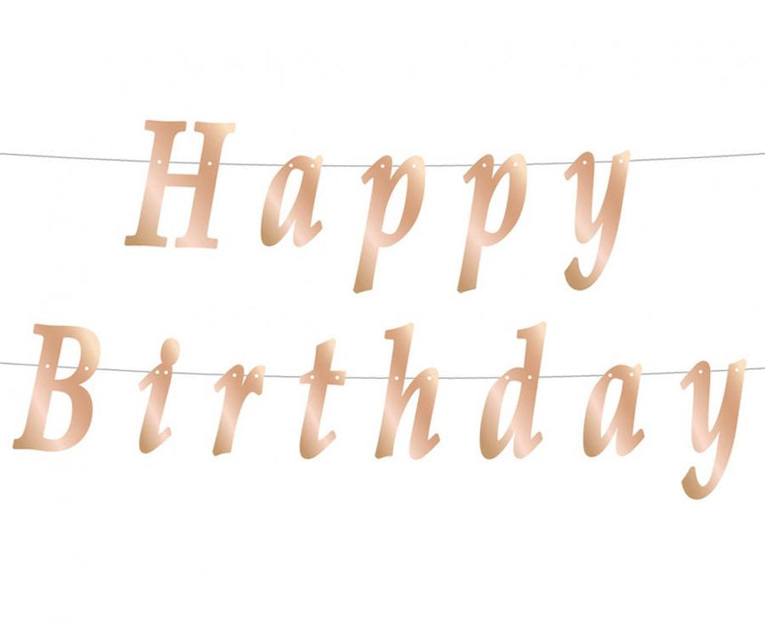 Girlande B&C Happy Birthday, DIY, Metallic Roségold, 11x200 cm