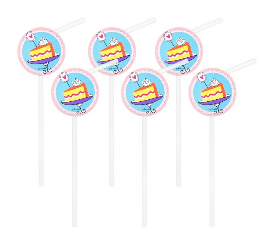 Trinkhalme "Sweet moments", Pastell Mix (6 Stk.)