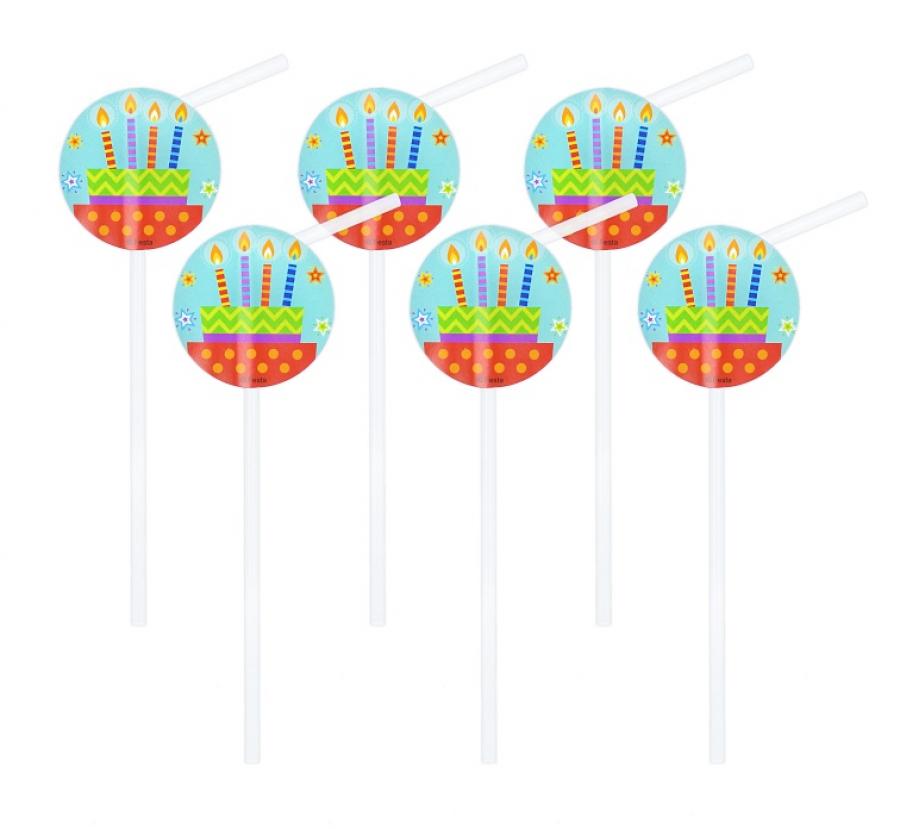 Trinkhalme "Colourful party", Pastell Mix (6 Stk.)