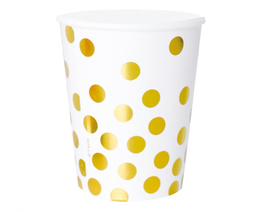 Becher Punkte 260ml, weiss mit gold(6 Stk.)