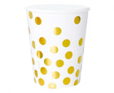 Becher Punkte 260ml, weiss mit gold(6 Stk.)