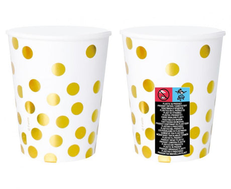 Becher Punkte 260ml, weiss mit gold(6 Stk.)