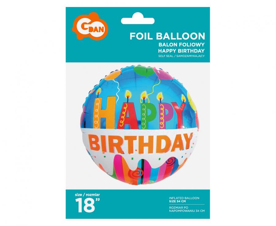 Folienballon „Happy Birthday“ , 34 cm