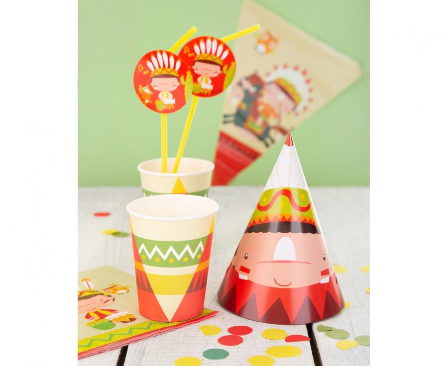 Popcorn-Behälter 'Indian Party', Größe 13,5 x 8,5 x 19 cm, 4 Stück