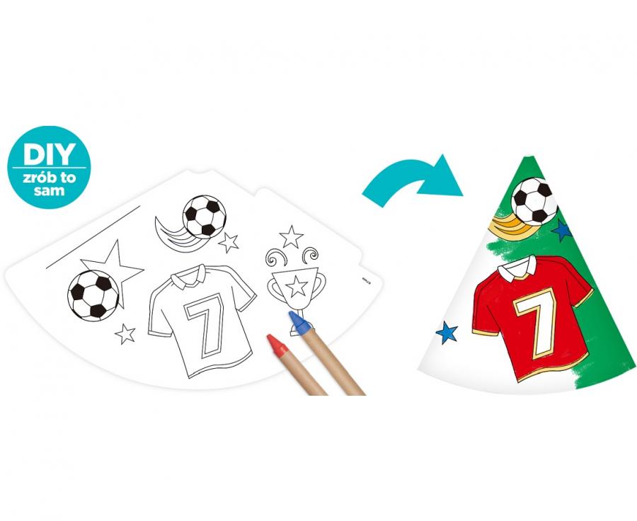 Papierhüte DIY - Fußball, 6 Stück.