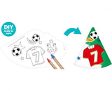 Papierhüte DIY - Fußball, 6 Stück.