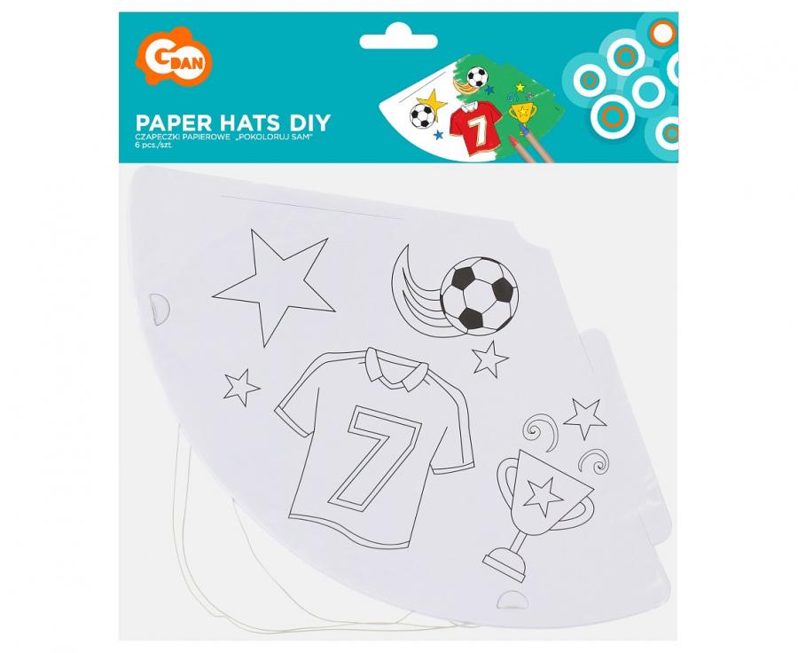Papierhüte DIY - Fußball, 6 Stück.