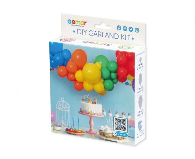 DIY-Ballongirlande Regenbogen, 65 Ballons + Band