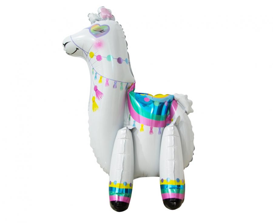 Folienballon Llama, 65 cm, weiß, stehend