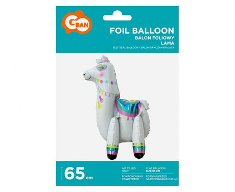 Folienballon Llama, 65 cm, weiß, stehend