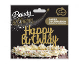 Papierdekoration Happy Birthday, gold, 11x14 cm