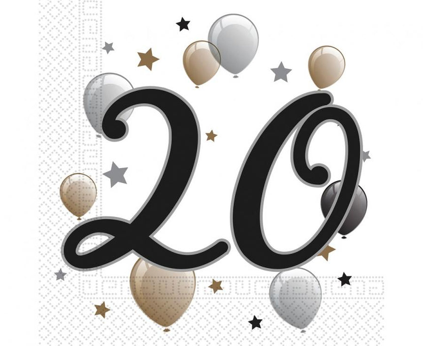 Servietten 20th Birthday 33cm x 33cm (20 Stk.)