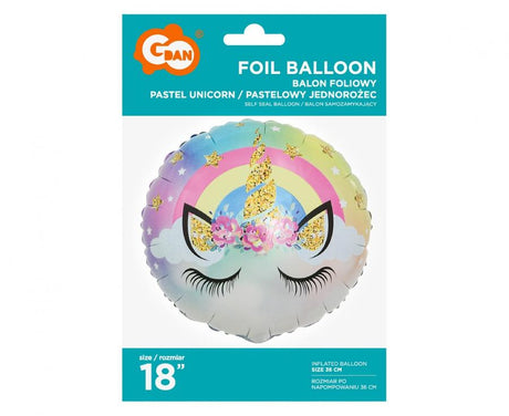 Folienballon Pastell Einhorn, 18" / 45cm