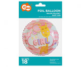 Folienballon rund - Baby Girl - pink, 45cm (1 Stk.)
