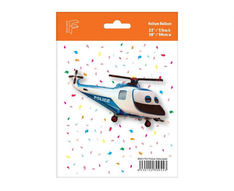 Folienballon Polizei-Helikopter 90cm, Metallic Mix (1 Stk.)