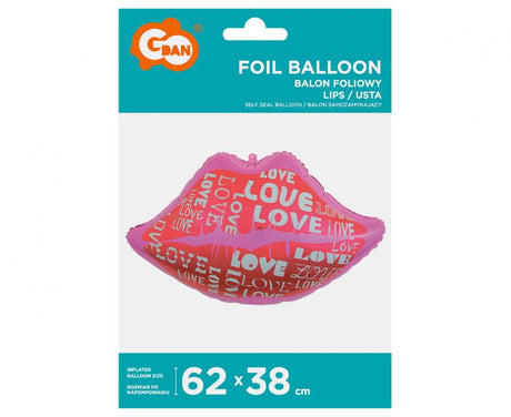 Folienballon Lips & Love, 62 x 38 cm