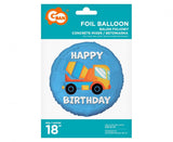 Folienballon Baufahrzeug "Happy Birthday" , 36cm