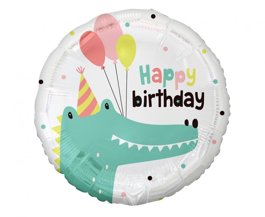 Folienballon Kleines Krokodil - happy birthday, 36cm