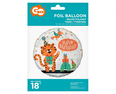 Folienballon Tiger (Happy Birthday), 45cm