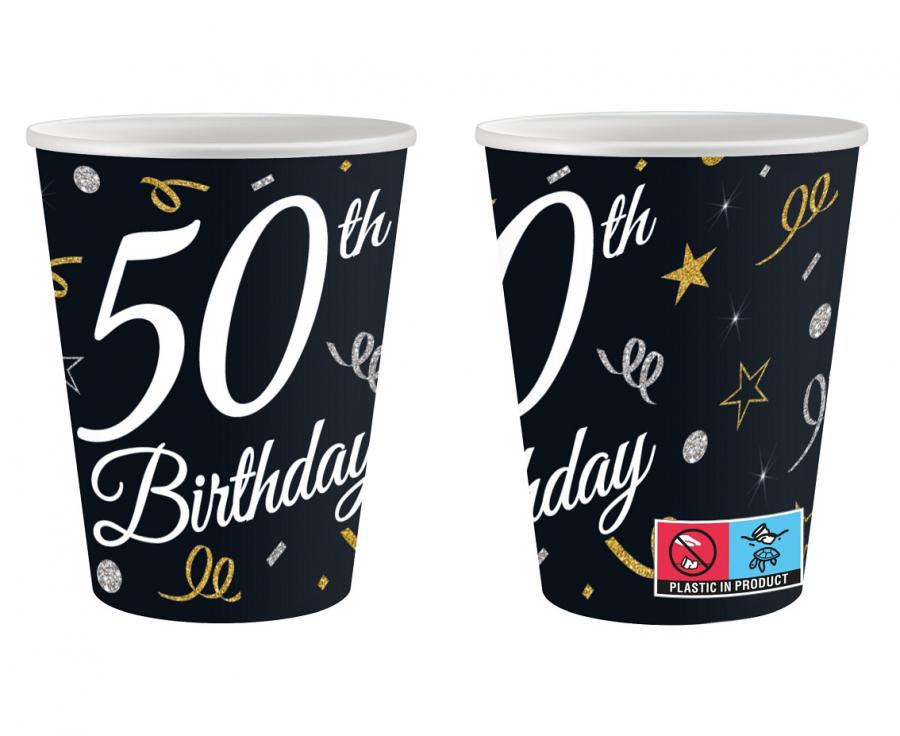 Becher 50th Birthday 220ml, Metallic gold (6 Stk.)