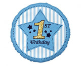 Folienballon rund - 1st Birthday - blau, 36cm (1 Stk.)