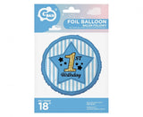 Folienballon rund - 1st Birthday - blau, 36cm (1 Stk.)