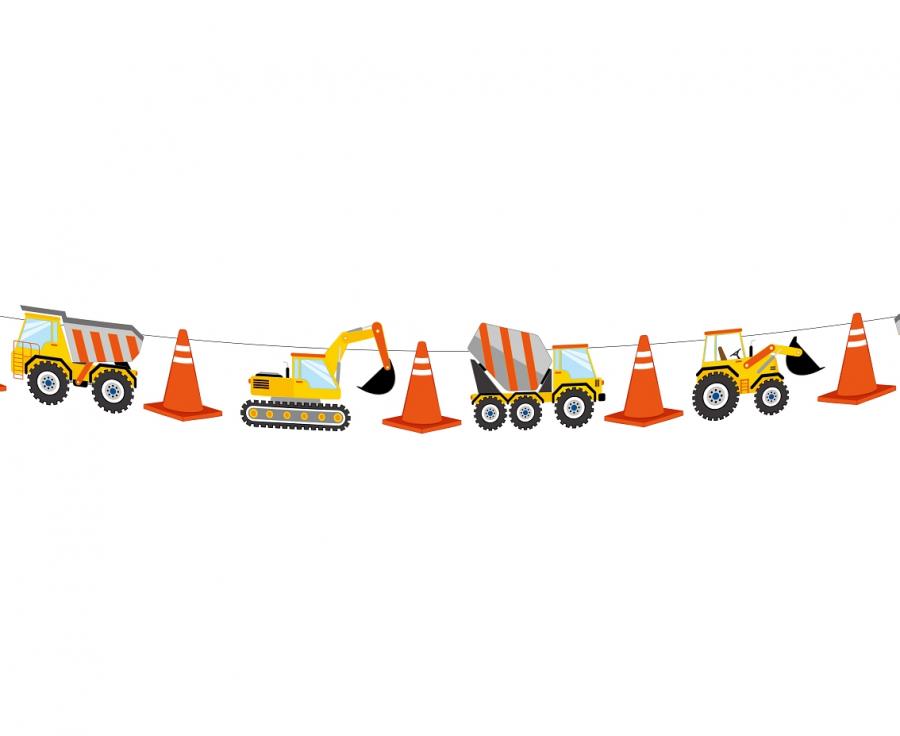 Papiergirlande Baustelle, Länge 360 cm