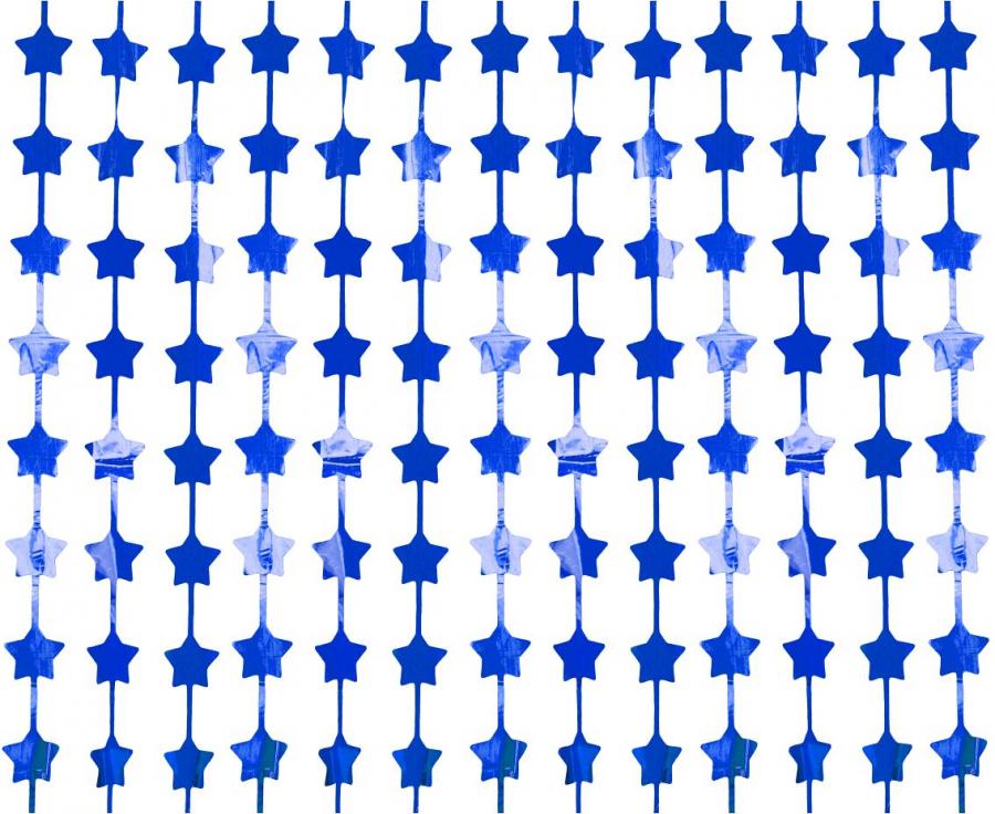 Fransen-Dekogardine B&C Stars, metallicblau, 100 x 200 cm