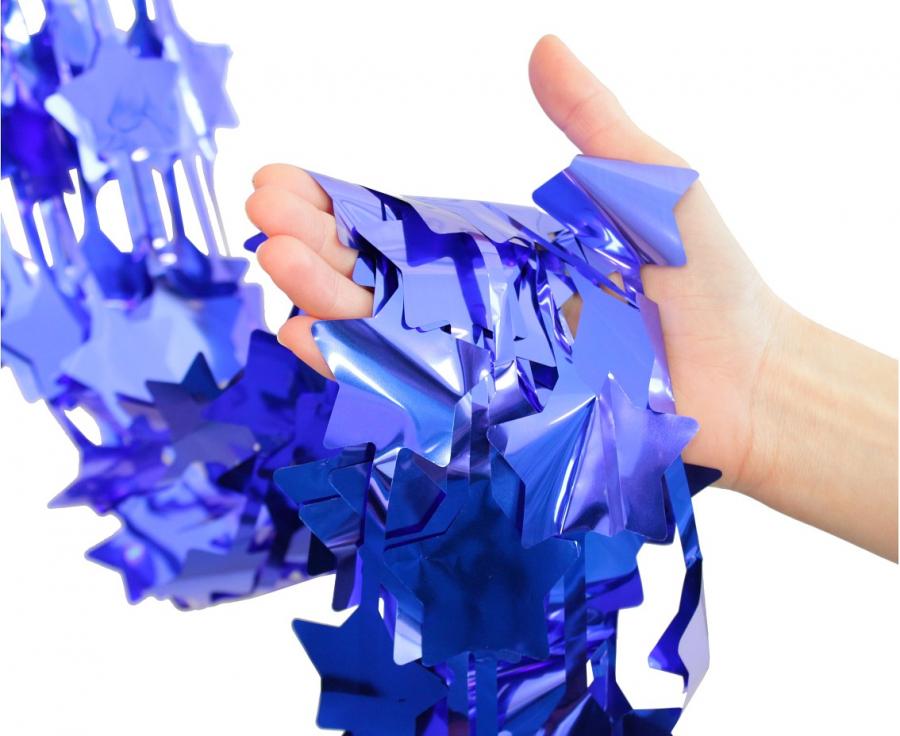 Fransen-Dekogardine B&C Stars, metallicblau, 100 x 200 cm