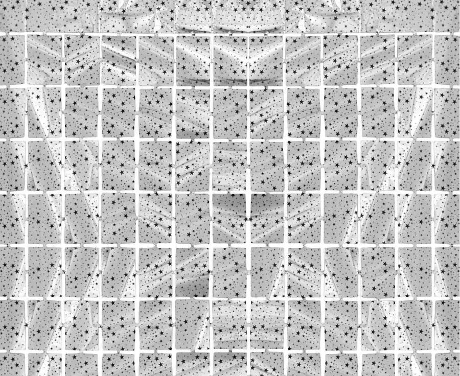 Fransen-Dekogardine Quadratisch - Sterne, silber-metallic, 100 x 200 cm